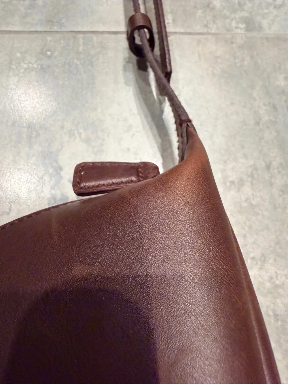 Madewell Brown Leather Crescent Crossbody travel Shoulder Bag Zip Top day bag